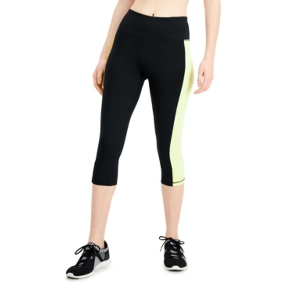 Ideology Colorblocked Cropped Leggings black, yellow s